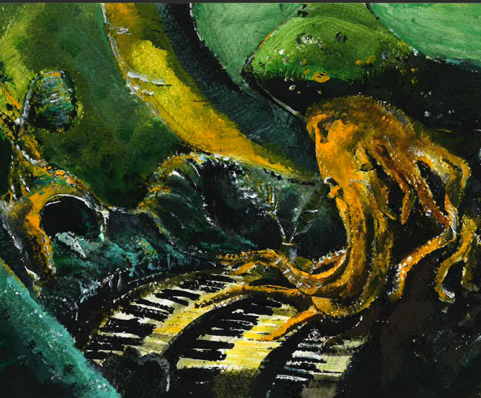 Dessin de Davy Jones qui joue du piano